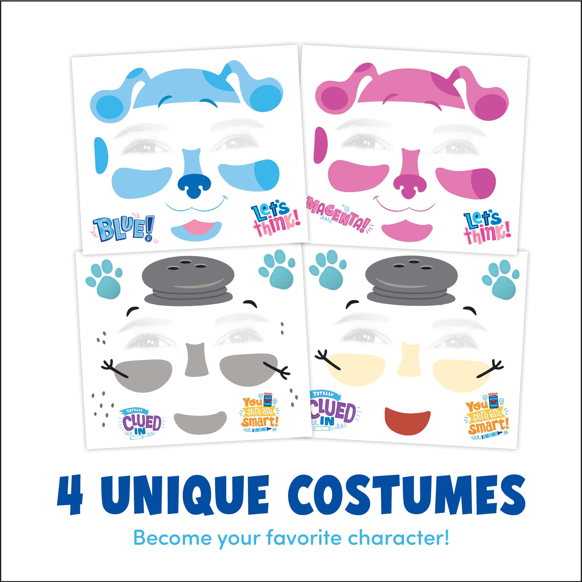 Savvi Blues Clues magenta facial tattoo design adds vibrant color for parties