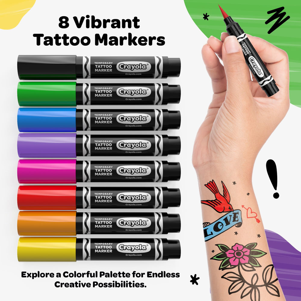 Savvi Crayola markers with fine tip enables precise tattoo detailing.