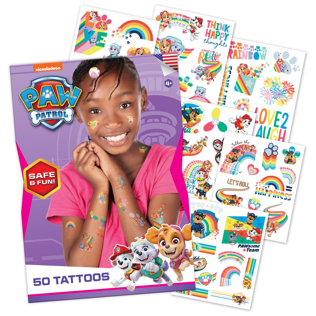 Savvi Paw Patrol Sky and Everest tattoos sheet collection for safe, party-ready fun.