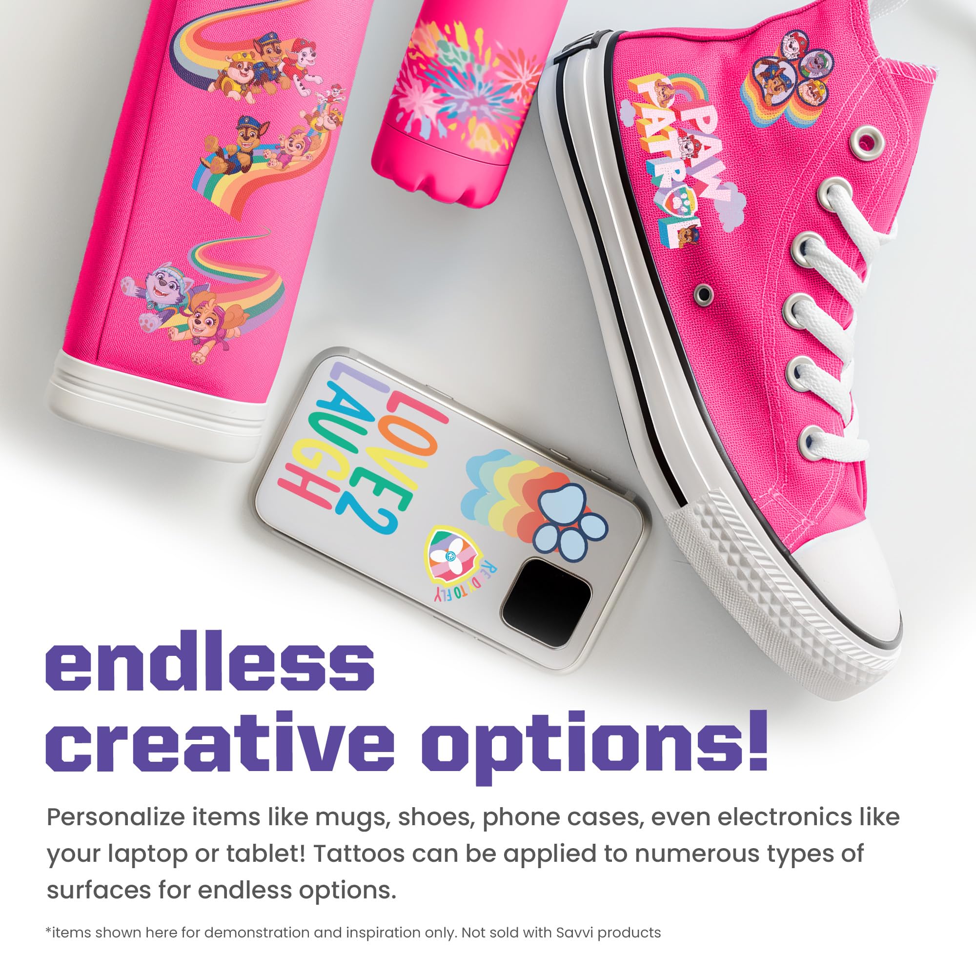 Water bottle decor tattoos from Savvi Paw Patrol for festive customization.
