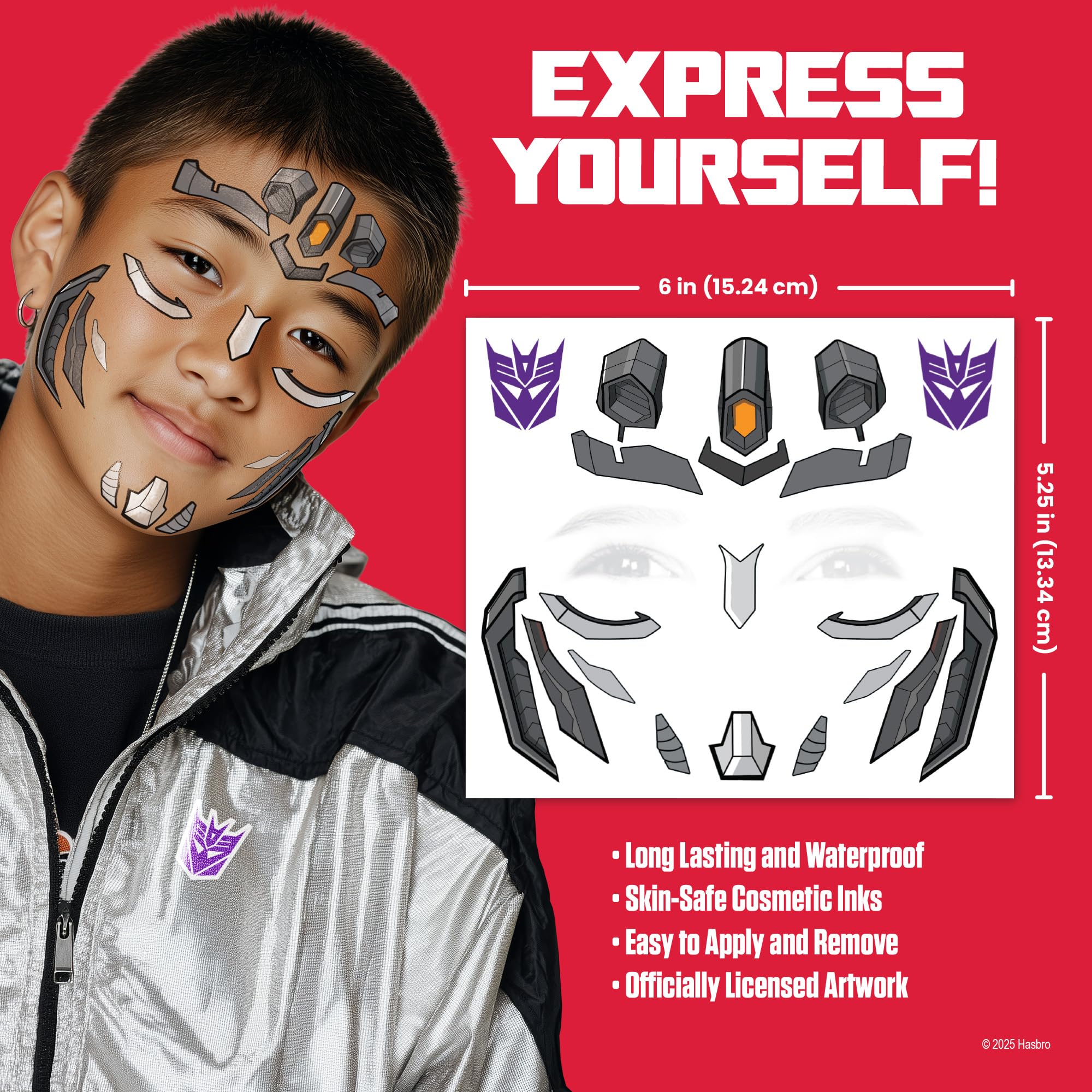 Savvi Transformers action design face tattoo for imaginative play and easy costume accents.