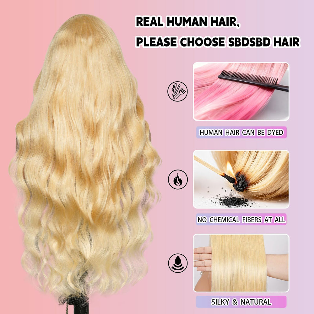 SBDSBD blonde 30-inch body wave wig for dramatic daily style.