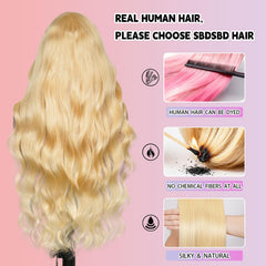 SBDSBD blonde 30-inch body wave wig for dramatic daily style.