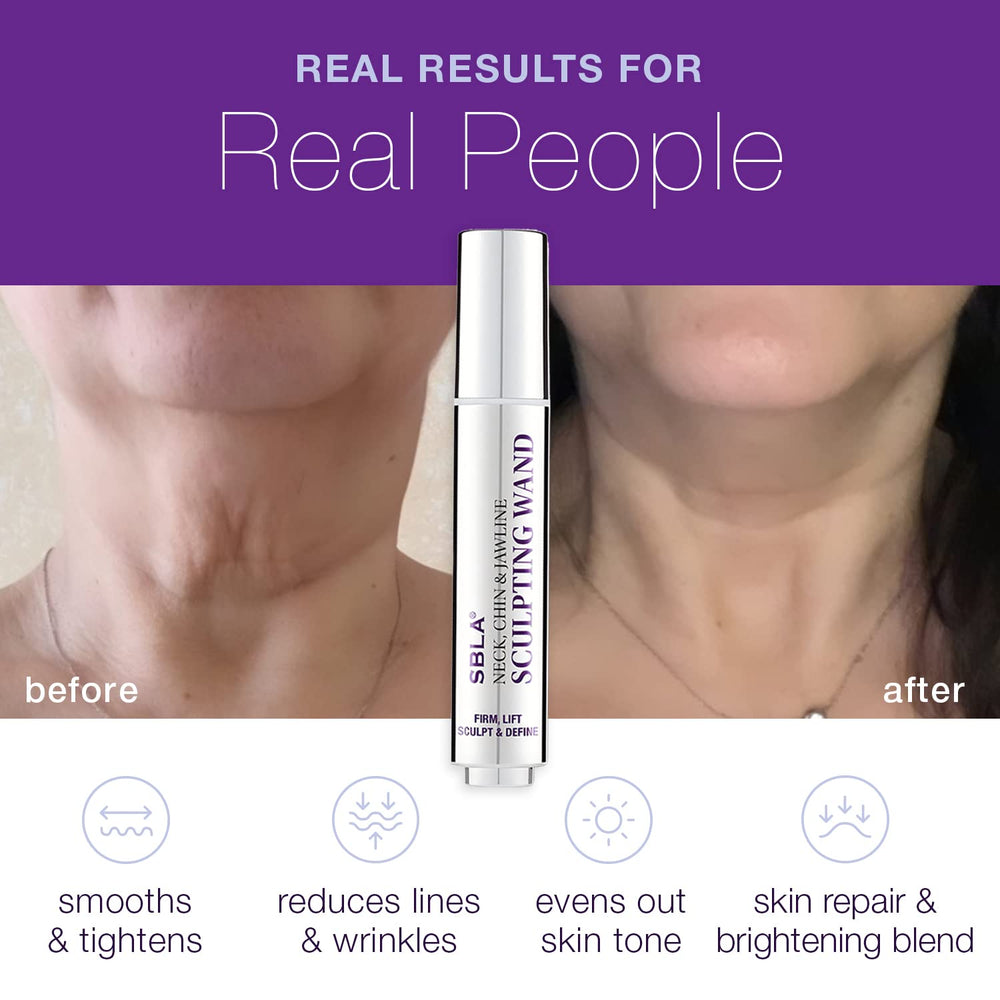 SBLA sculpting wand with roller-ball application for targeted tightening.