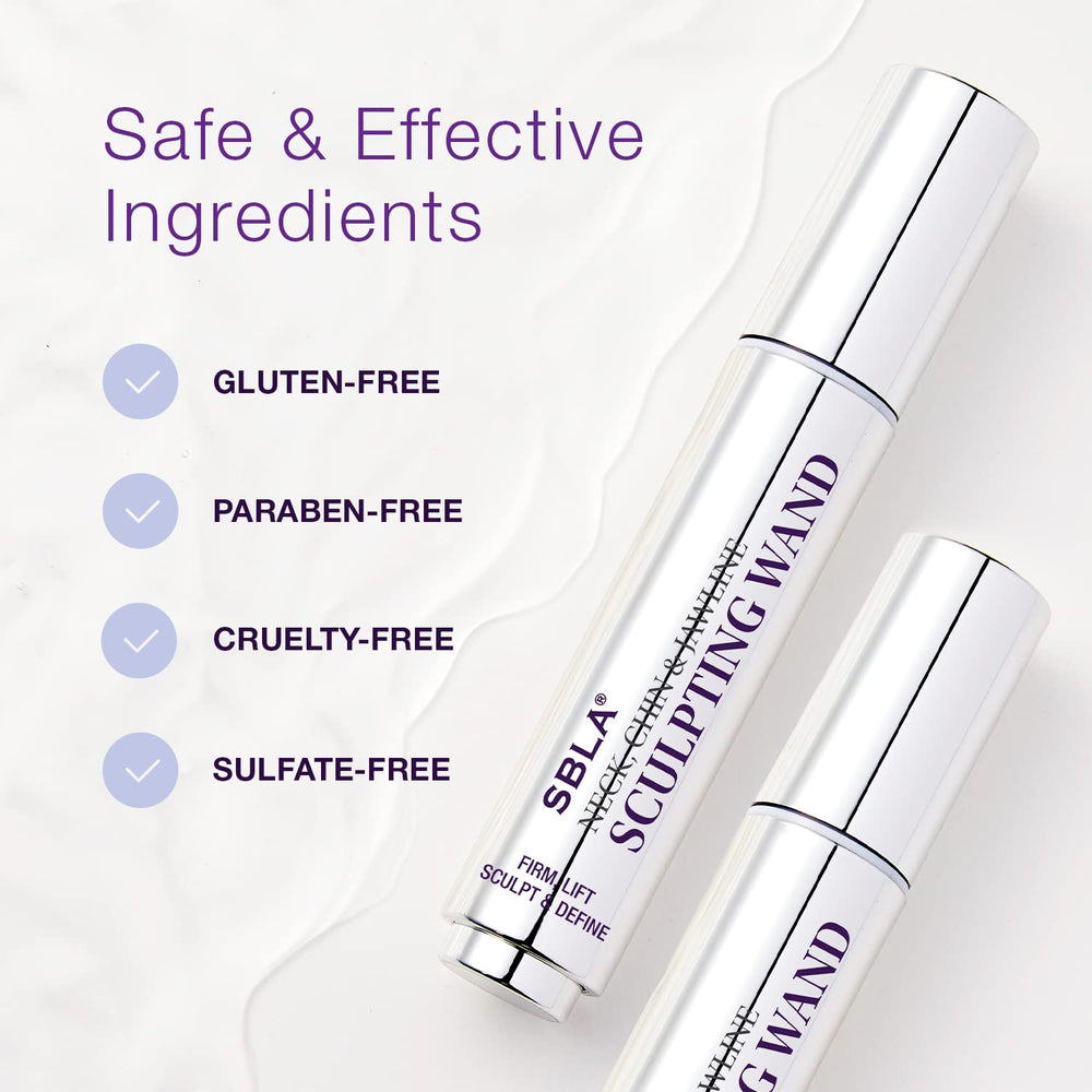 SBLA vegan fragrance-free bottle signaling clean, skin-friendly formula.