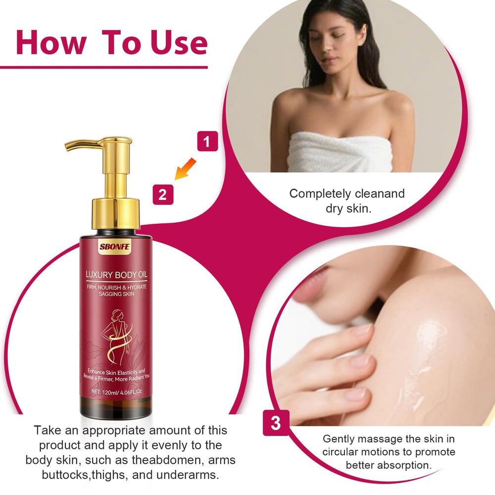 SBONFE Body Firming Oil on abdomen area, helps even texture over time