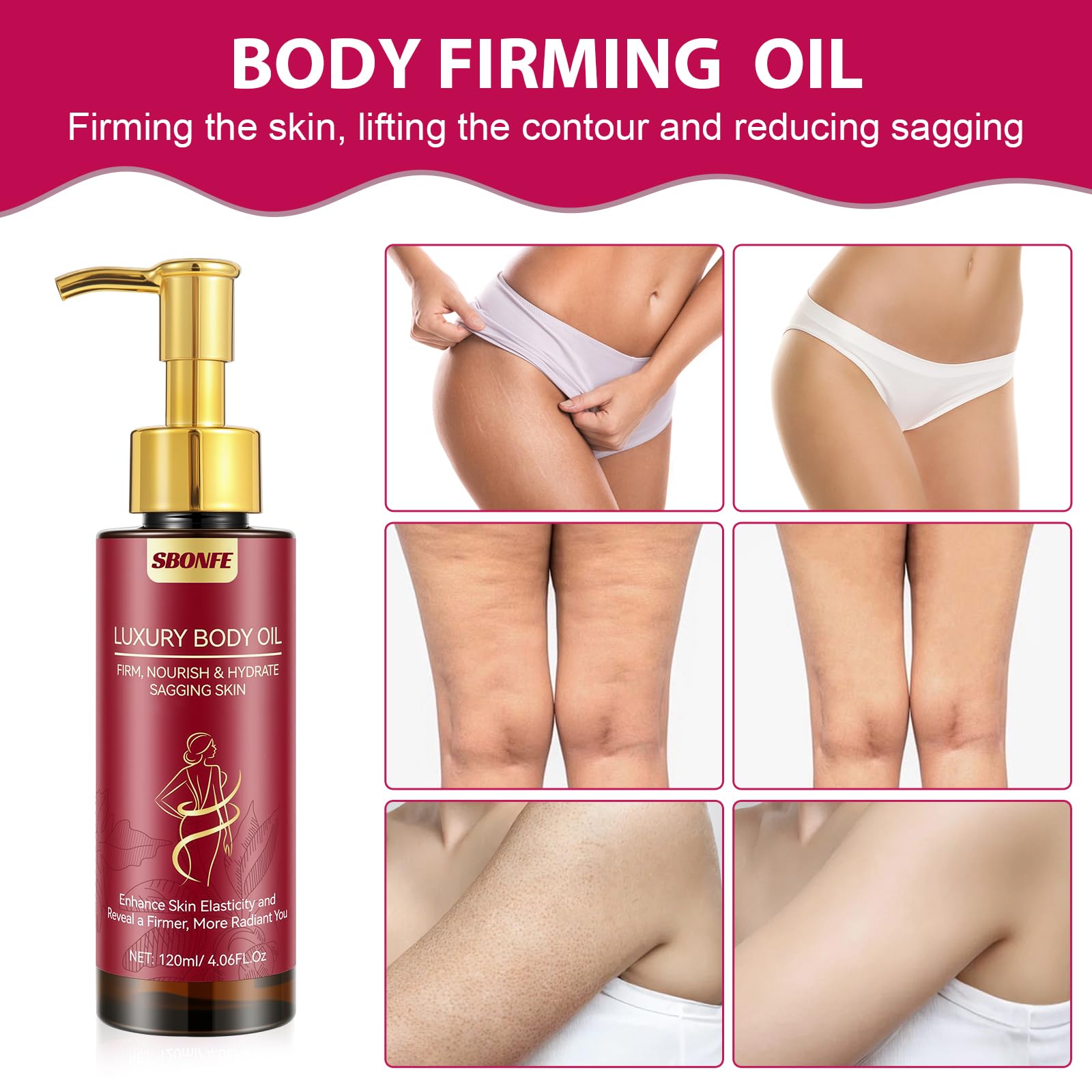 SBONFE Body Firming Oil applying massage on arm for smooth texture and hydration