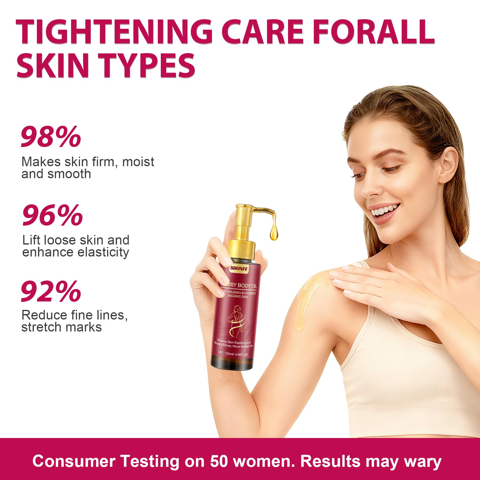 SBONFE Body Firming Oil lightweight texture for quick absorption and non-greasy finish