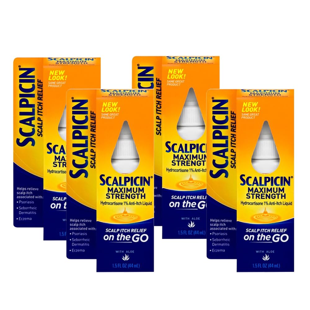 Scalpicin Max Strength bottle dispensing for precise scalp application.
