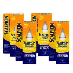 Scalpicin Max Strength bottle dispensing for precise scalp application.