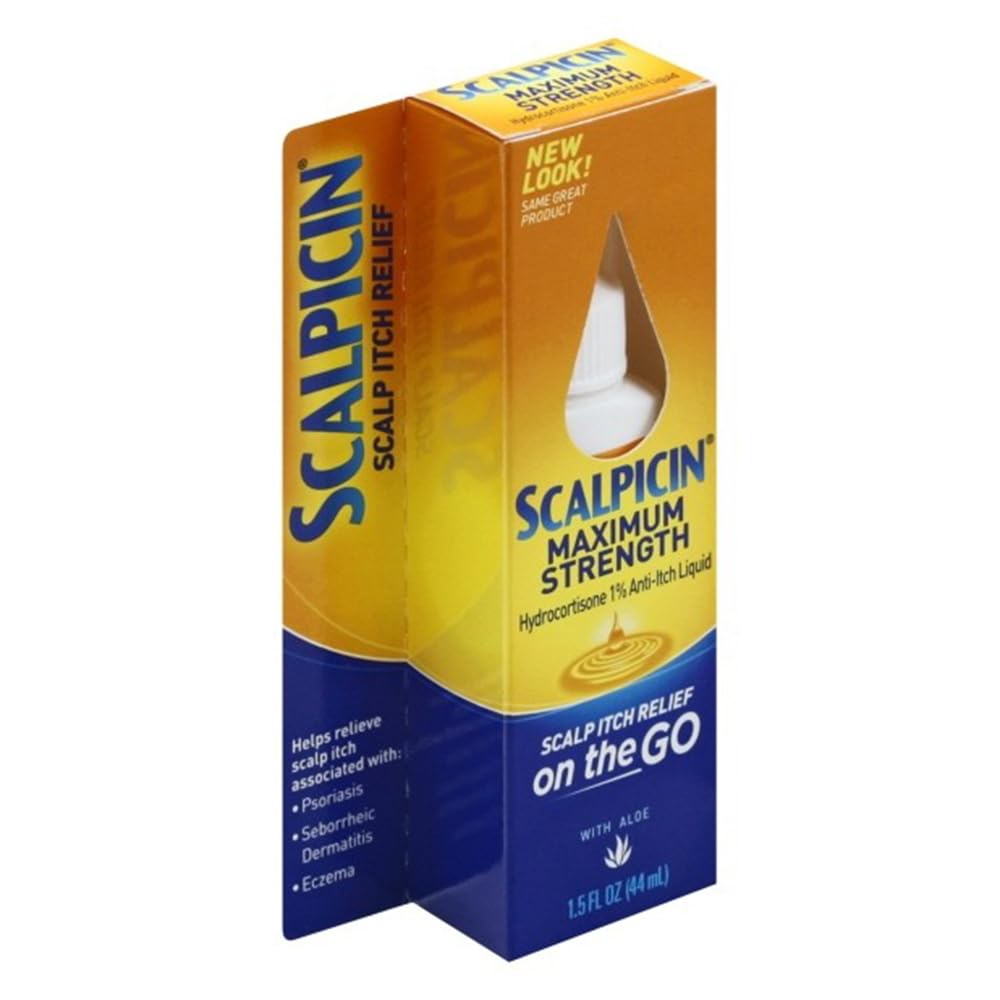 Scalpicin Max Strength no-grease formula shown on hair.