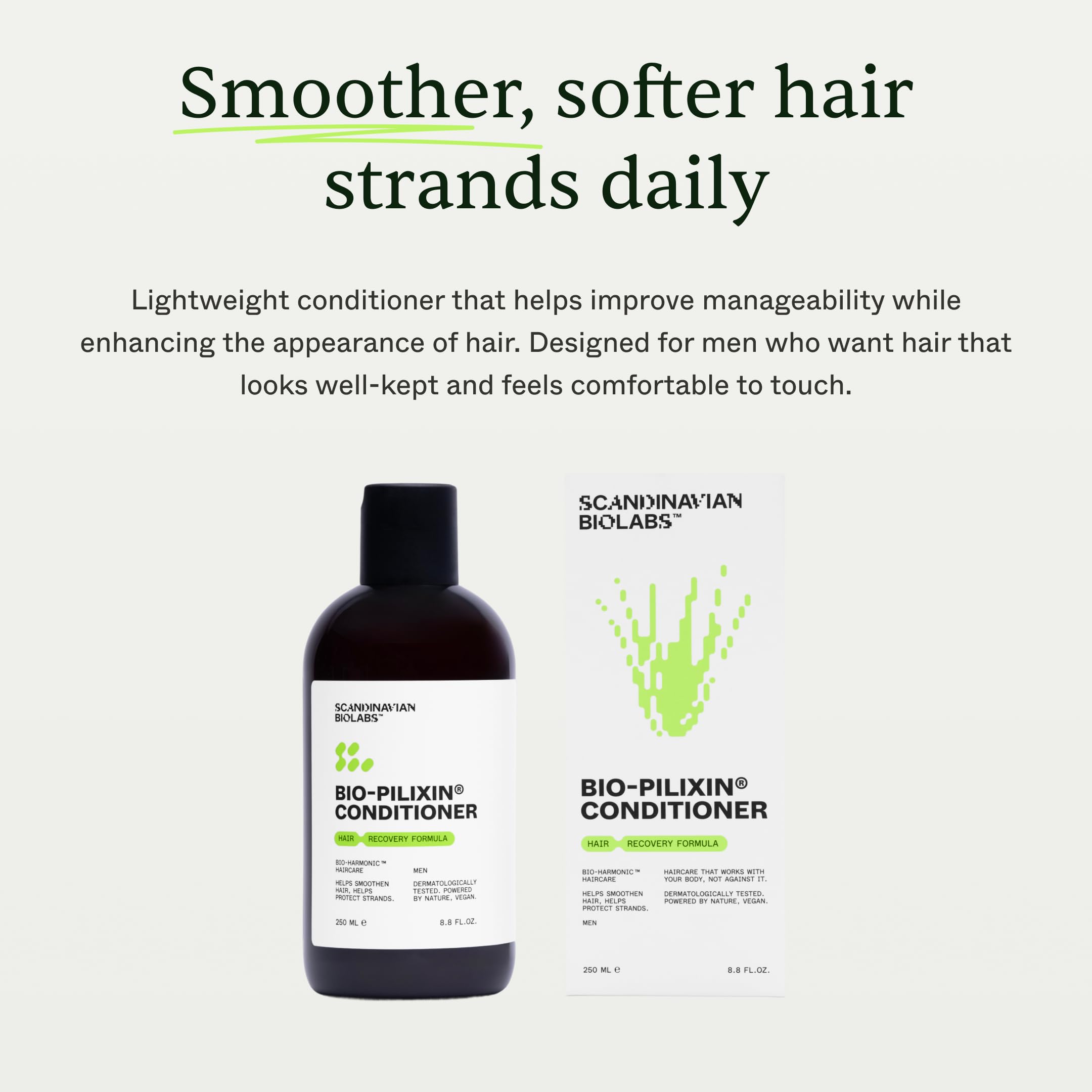 Bio-Pilixin conditioner hands application shows easy coating for stronger-looking hair