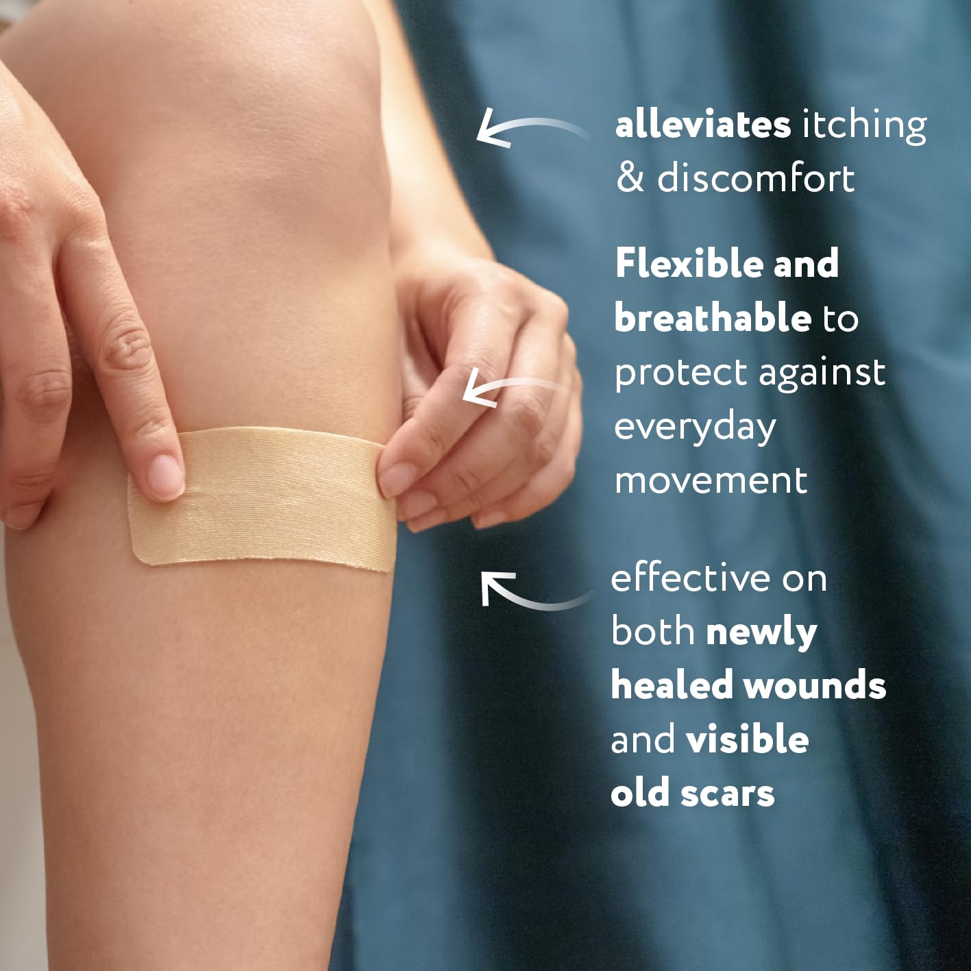 ScarAway sheets applied on arm showing discreet wear over scar