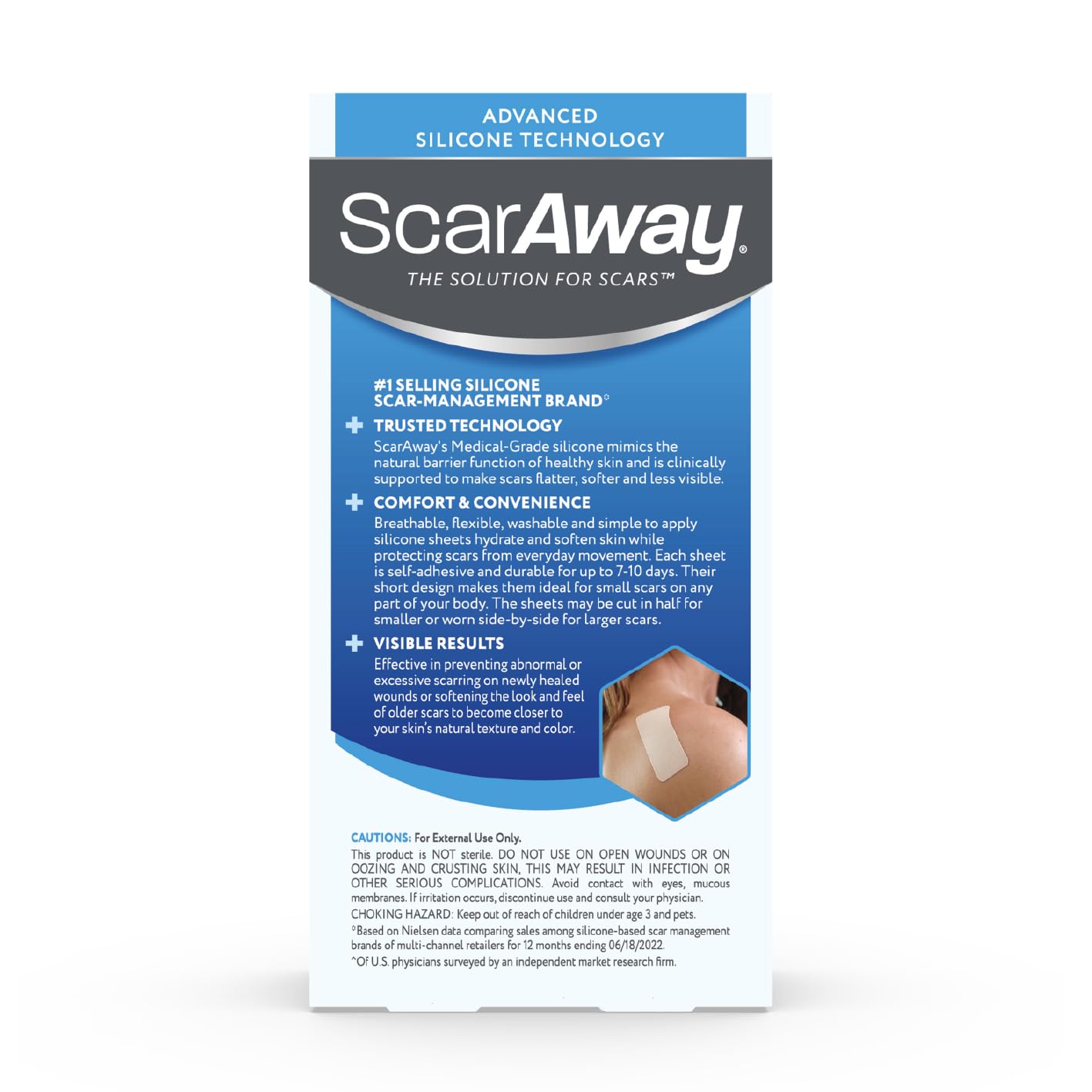 ScarAway self-adhesive silicone sheets staying in place during wear