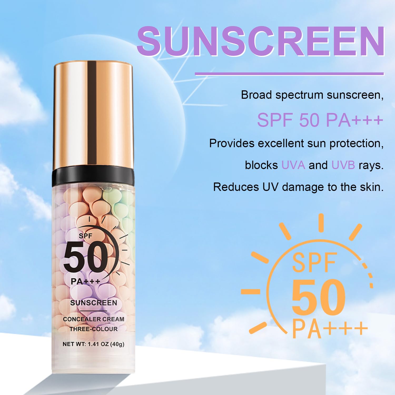 Scarman SPF50 PA+++ primer tube cap highlights protection and base makeup
