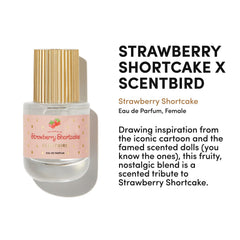 Scentbird Strawberry Shortcake bottle with cap closeup highlighting elegant design.