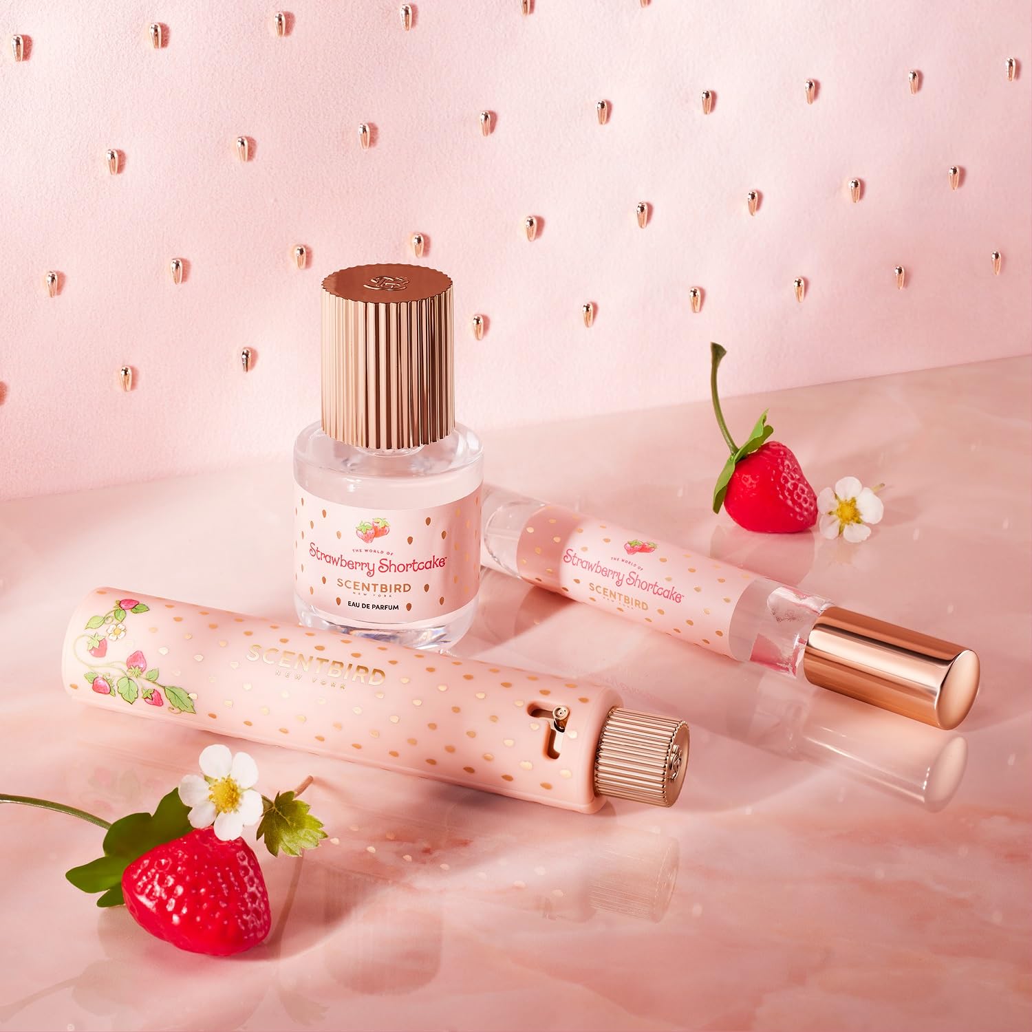 Scentbird Strawberry Shortcake model applying perfume for a candid lifestyle moment.