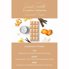 SCENT BEAUTY Sabrina Carpenter Caramel Dream notes evoke chocolate, amber, and citrus allure.