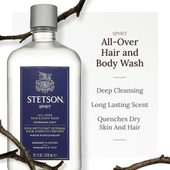 SCENT BEAUTY Stetson label close-up reveals Spirit scent notes for rugged confidence.