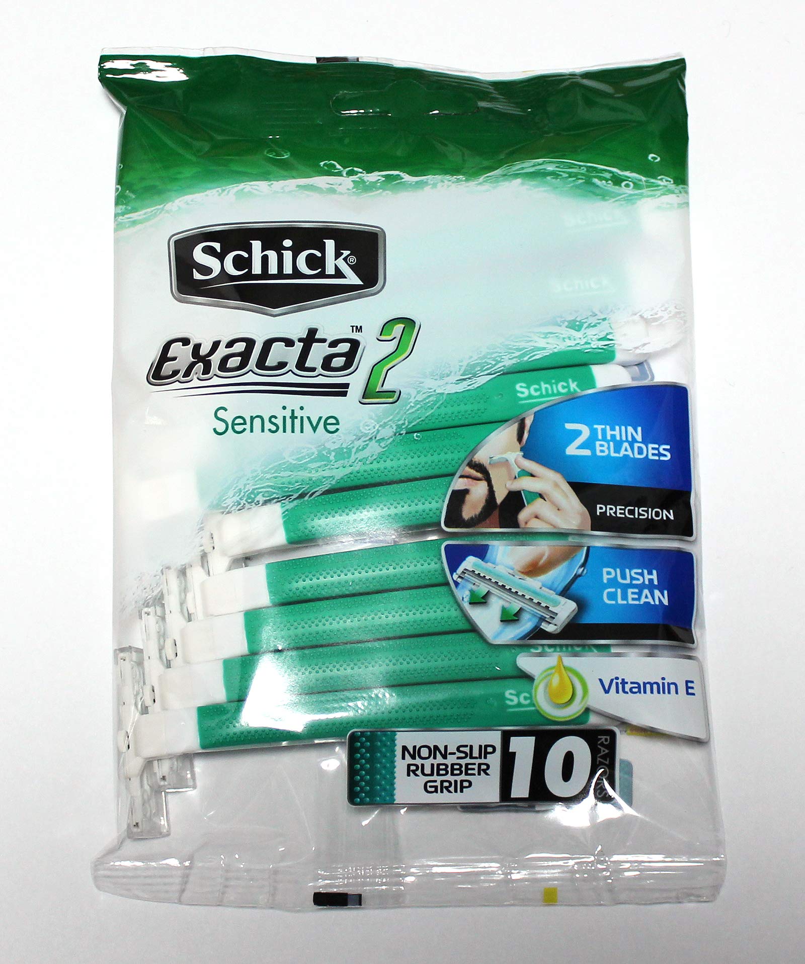 Schick Exacta2 two thin blades close-up for precise shaving