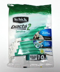 Schick Exacta2 two thin blades close-up for precise shaving