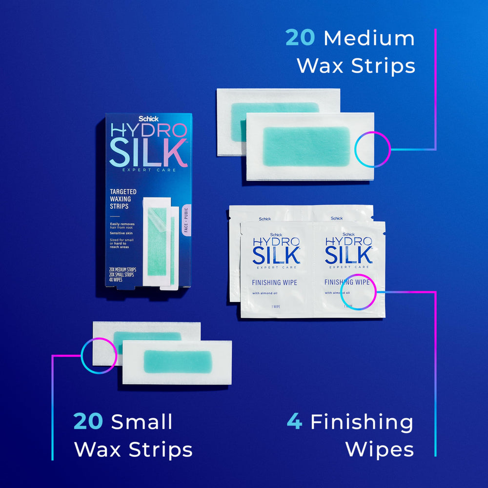 Schick Hydro Silk targeted eyebrow wax strips shape brows with gentle precision