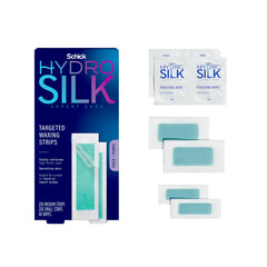 Schick Hydro Silk targeted face wax strips for precise root hair removal and smooth skin