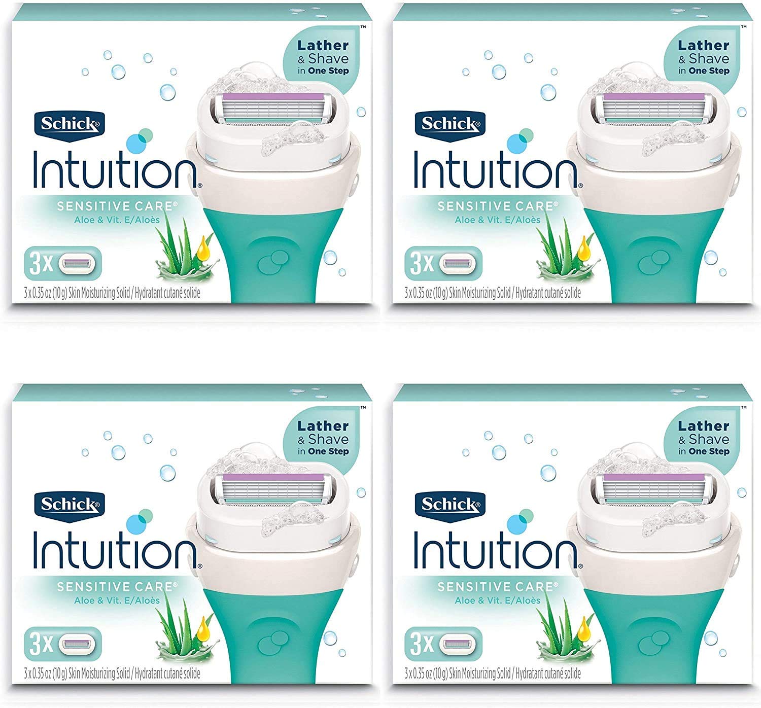 Schick Intuition Pure Nourishment refills close-up of the moisturizing bar for a smooth, effortless shave.
