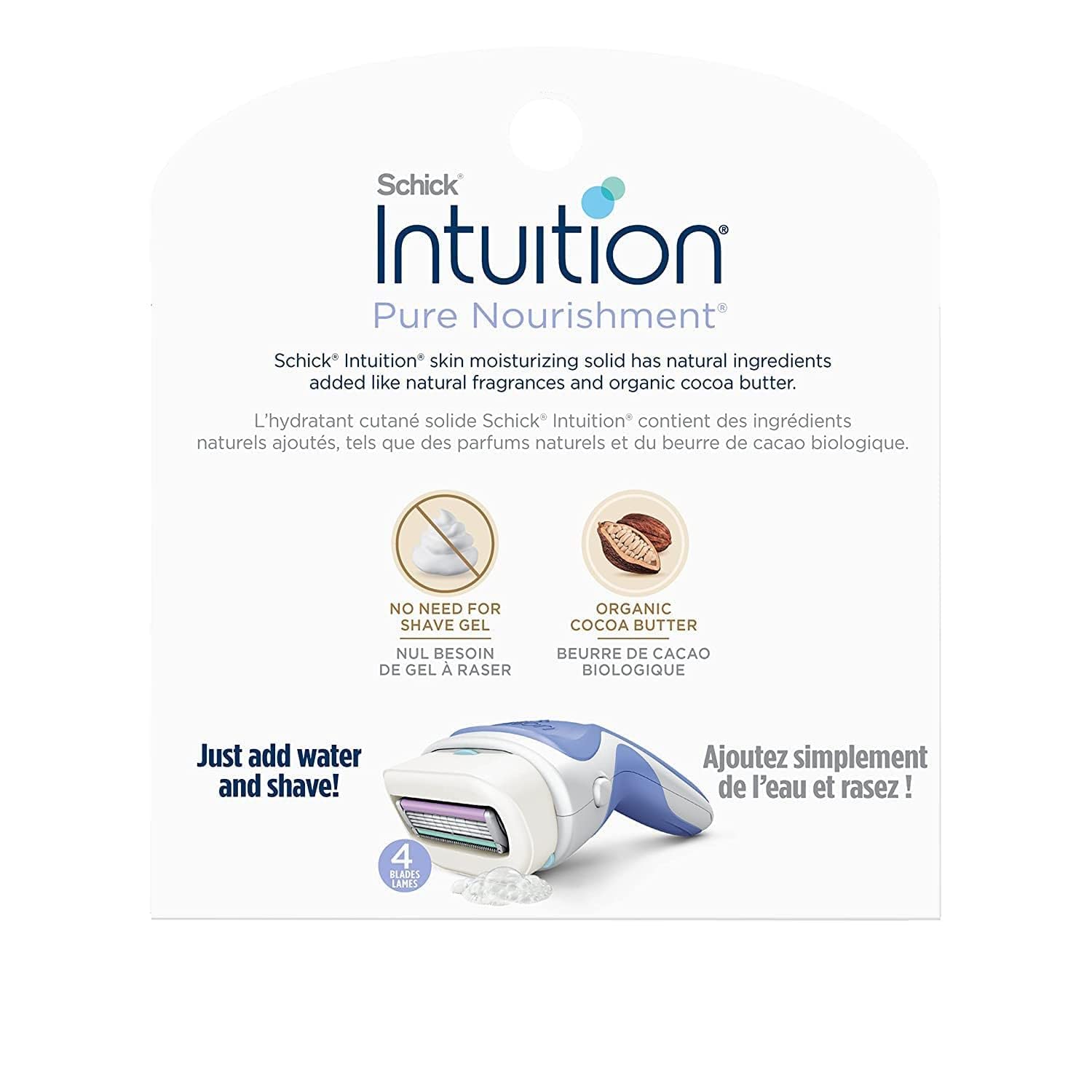 Schick Intuition Pure Nourishment moisturizing bar with cocoa butter.