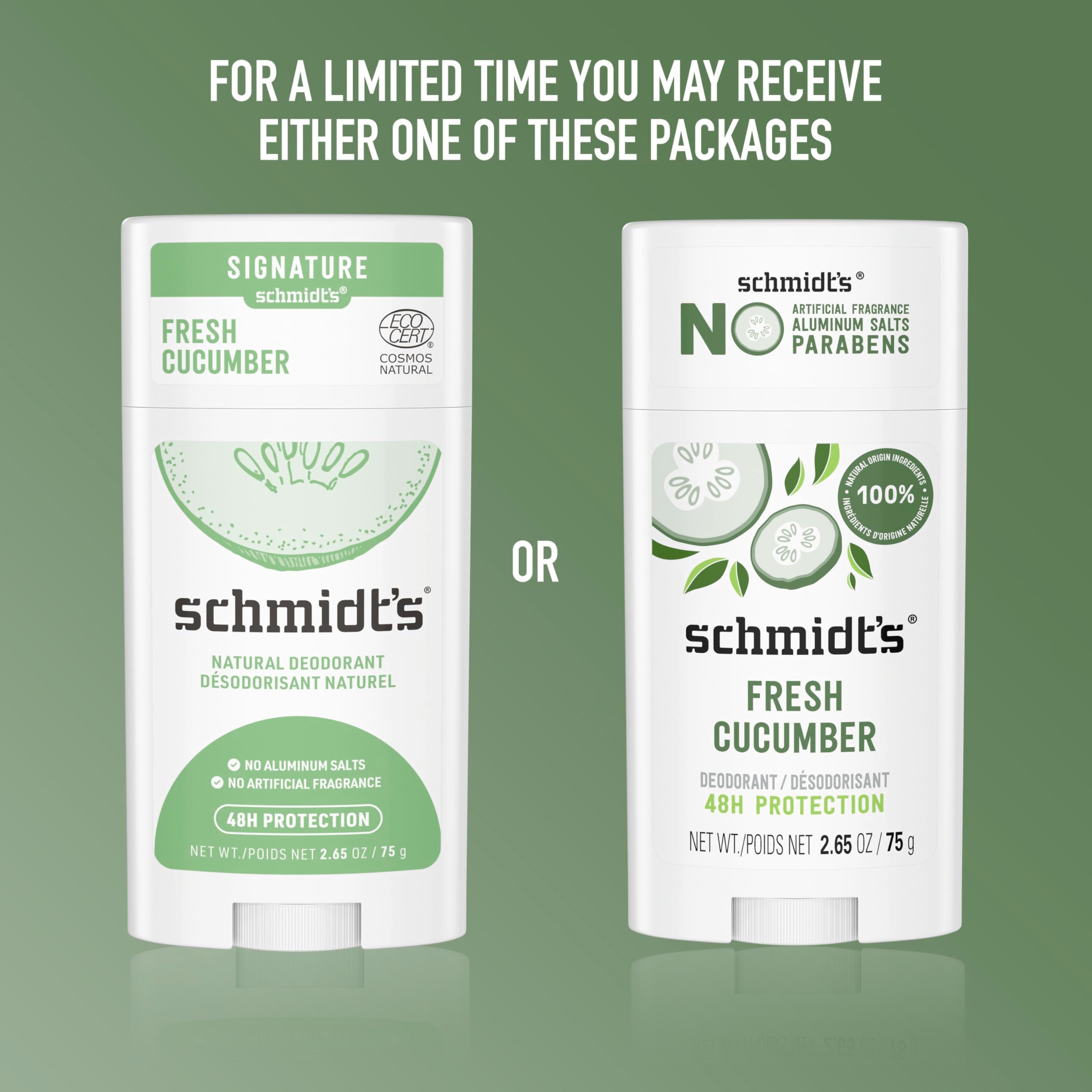 Schmidt's Fresh Cucumber deodorant stick close-up during smooth glide.