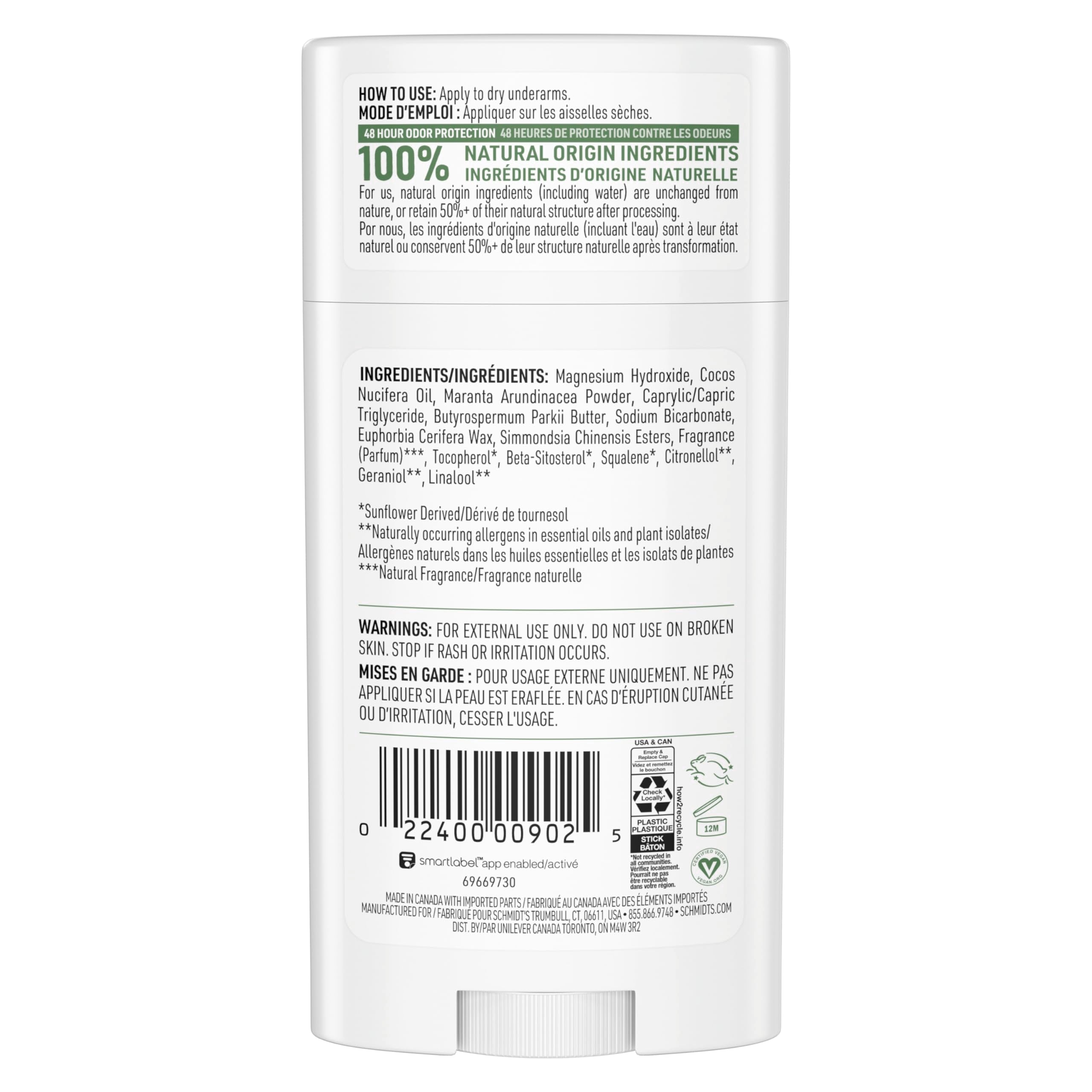 Schmidt's Fresh Cucumber packaging highlights aluminum-free formula.
