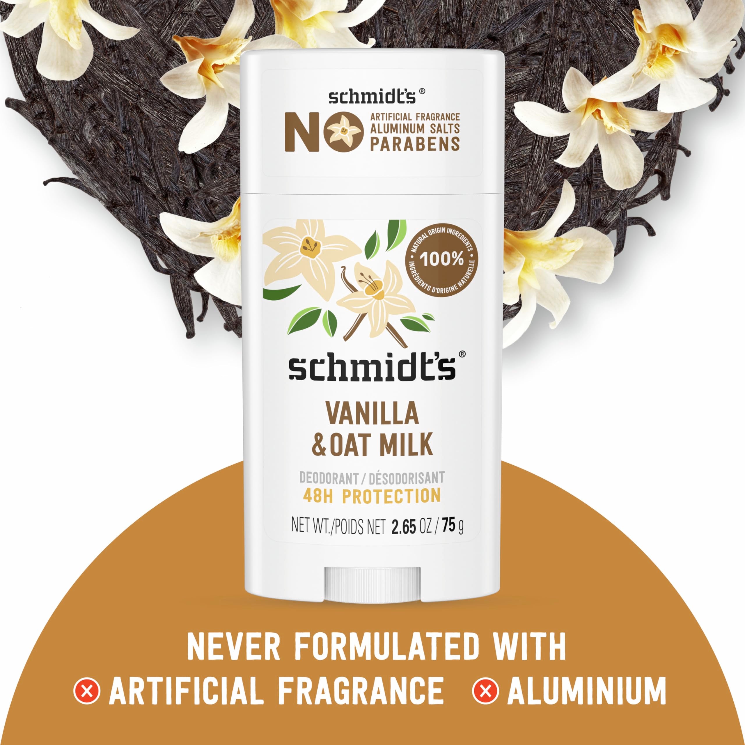 Schmidt's Vanilla Oat Milk 2.65 oz size is compact for travel.