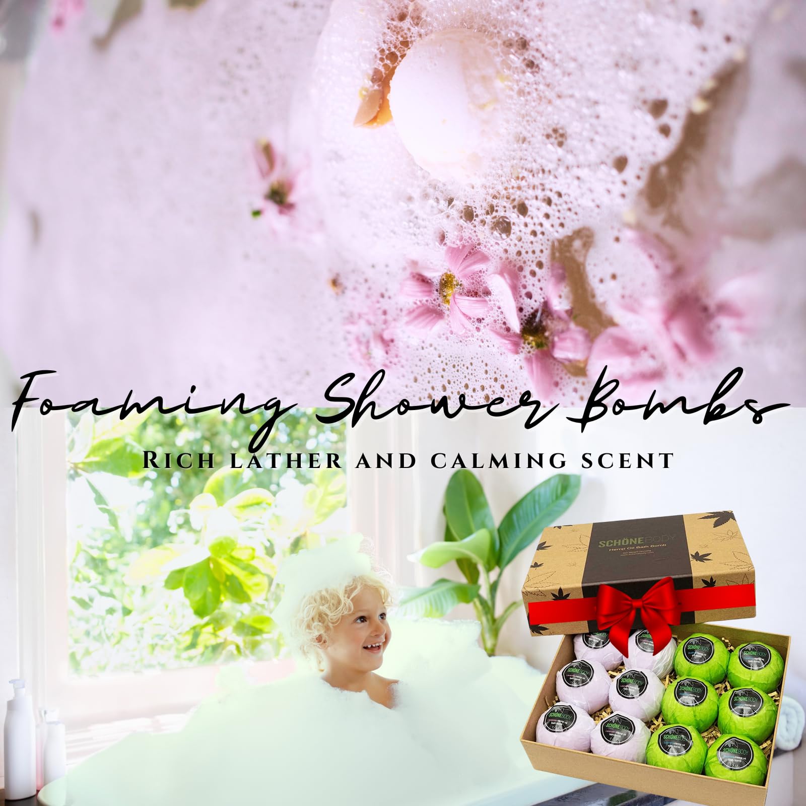Schone Body bath bomb dissolving quickly in warm water.