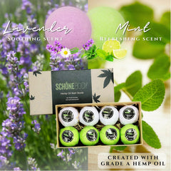 Schone Body mint bath bomb delivers refreshing mood lift.