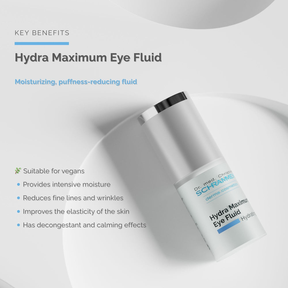 Schrammek Hydra Maximum Eye Fluid application under the eye for puffiness reduction.