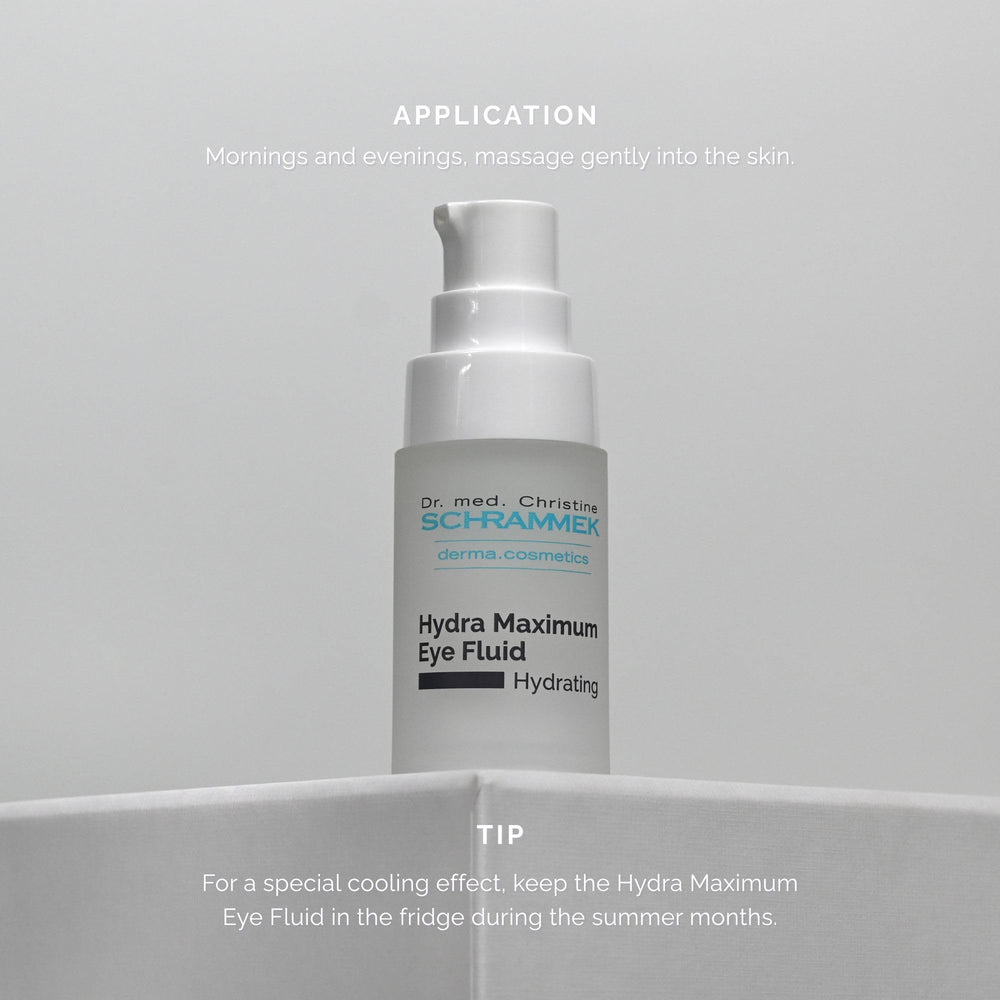 Schrammek Hydra Maximum Eye Fluid packaging tube for easy morning routine.