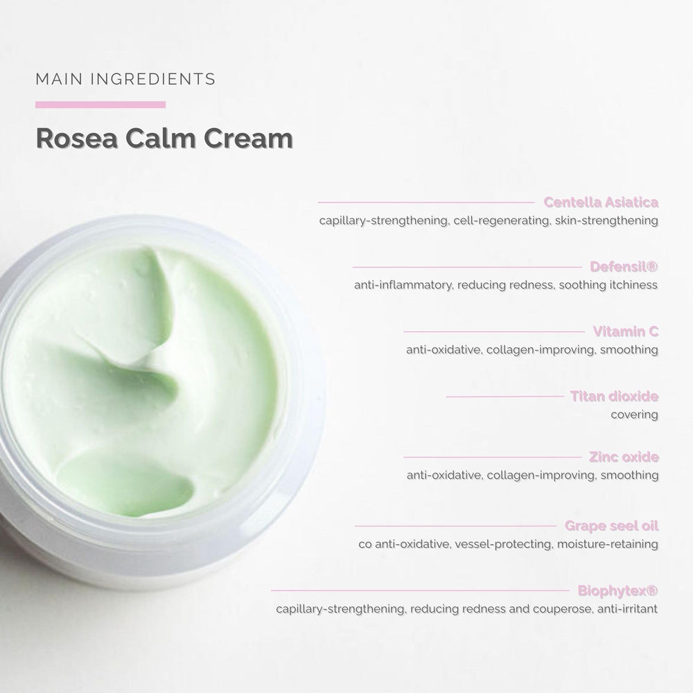 Schrammek Rosea Calm Cream applied to reddened areas to soothe redness