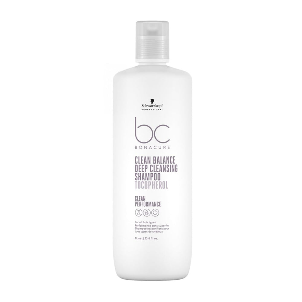 Schwarzkopf Bonacure bottle demonstrates deep cleansing for all hair types.