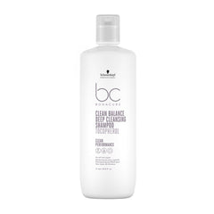 Schwarzkopf Bonacure bottle demonstrates deep cleansing for all hair types.