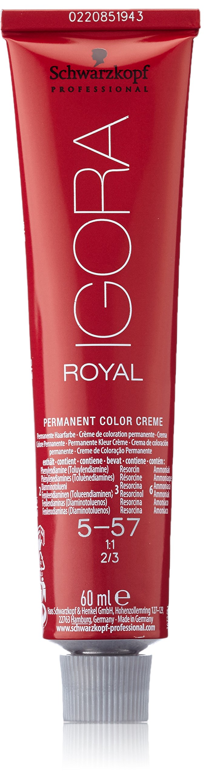 Schwarzkopf Igora Royal 5-57 60ml tube ready for mixing to create vibrant color.