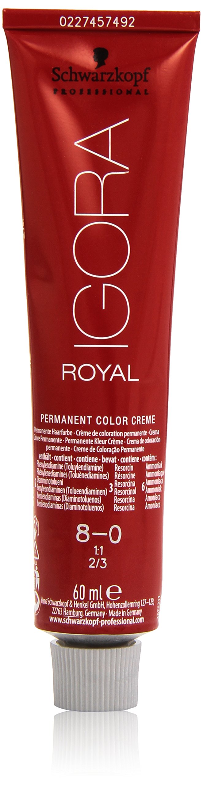 Schwarzkopf IGORA ROYAL 8-0 bottle displays light blonde shade with natural tone