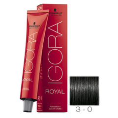 Schwarzkopf Igora Royal color creme 3-0 in dark brown during application for even coverage.