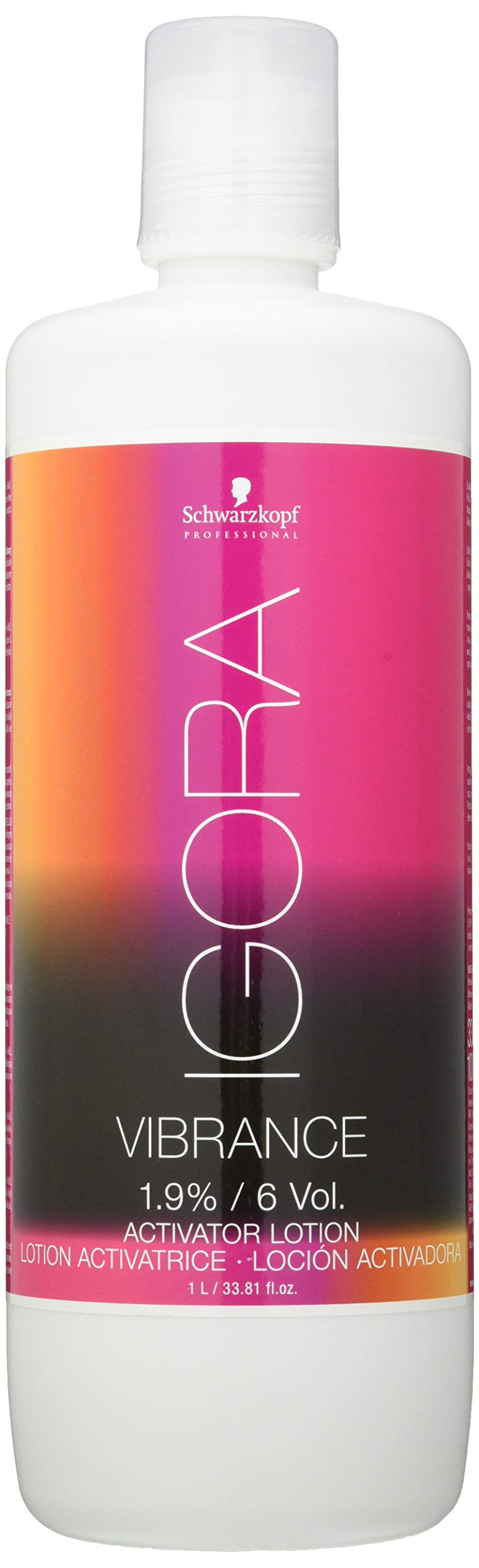 Schwarzkopf Igora Royal Vibrance Activating Lotion bottle pour enables precise mixing for dark hair.