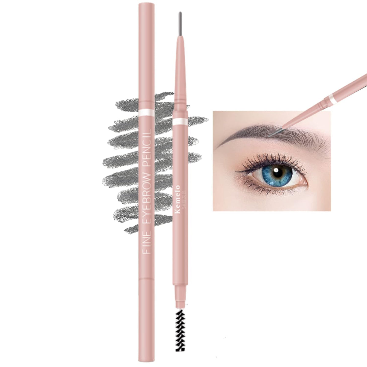 SCIMELI Grey Eyebrow Pencil dual-ended with micro tip for precise definition.