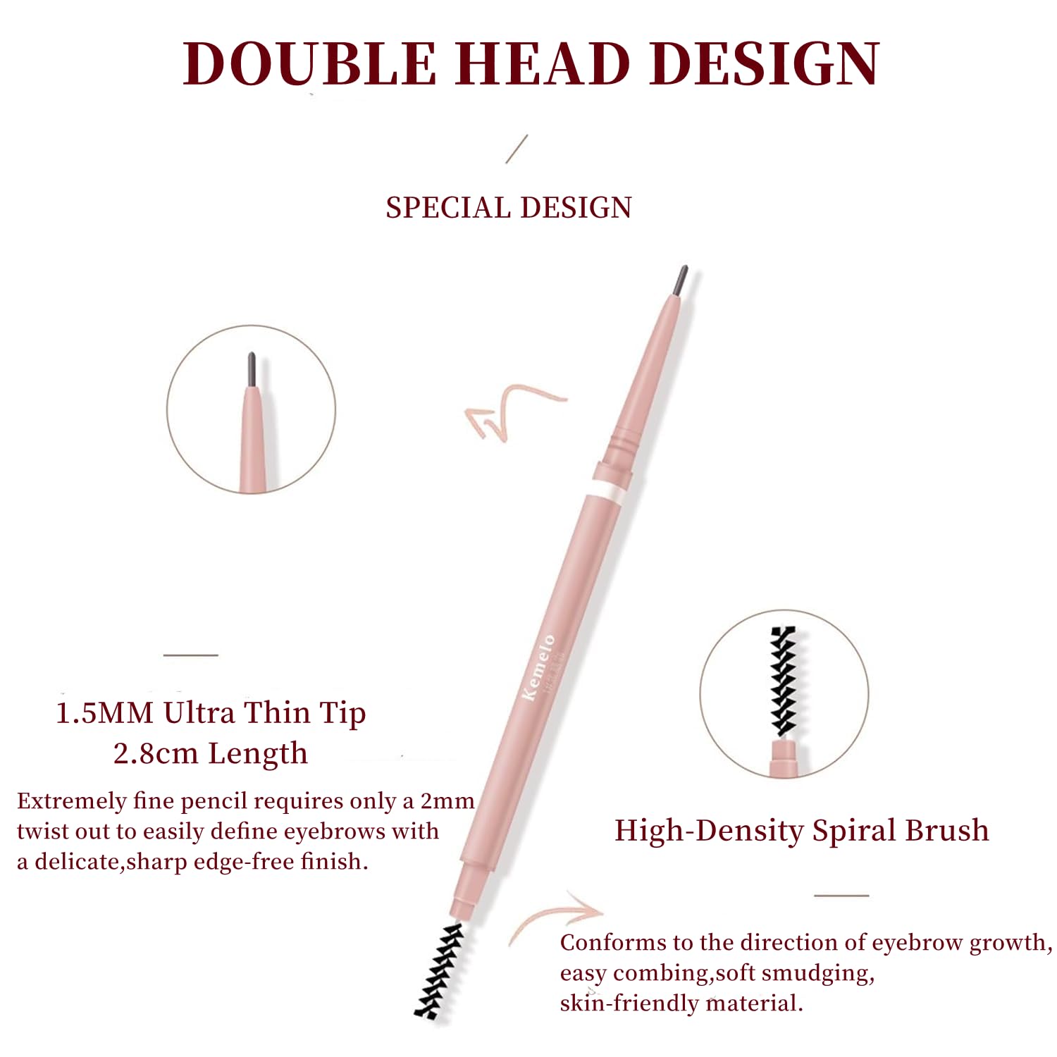 SCIMELI Grey Eyebrow Pencil close-up of the micro-fine tip for precision.