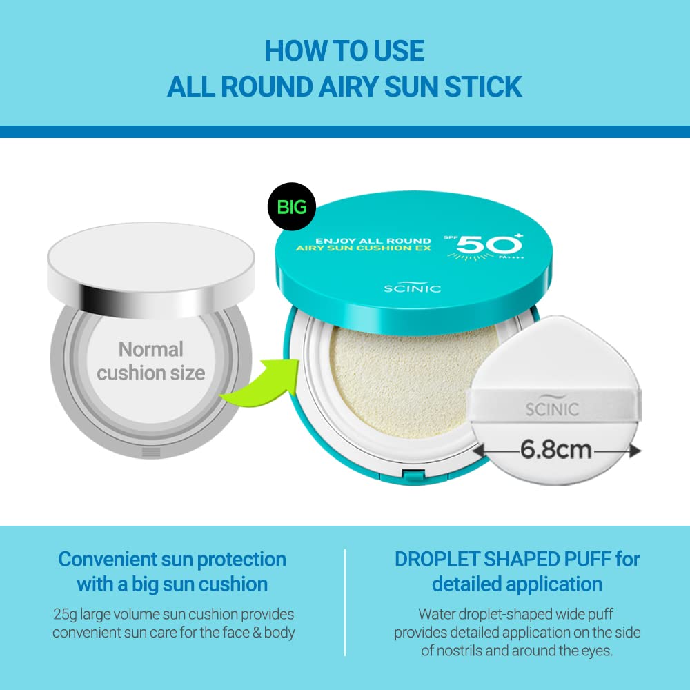 SCINIC Enjoy All Round Airy Sun Cushion EX soft-matte finish close-up