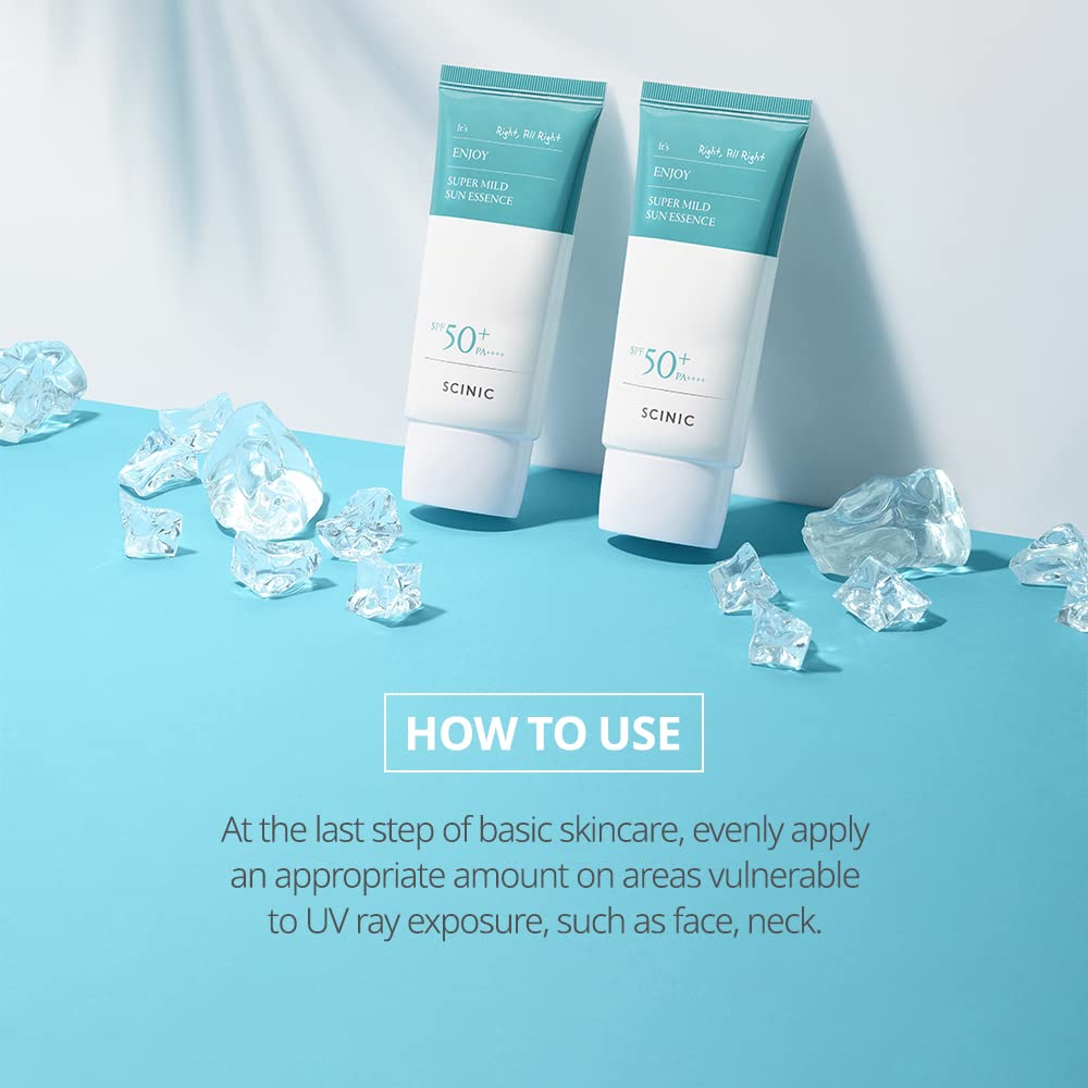 SCINIC Enjoy Super Mild Sun Essence 2 Set SPF50+ PA++++, water-light protection for daily outdoors.