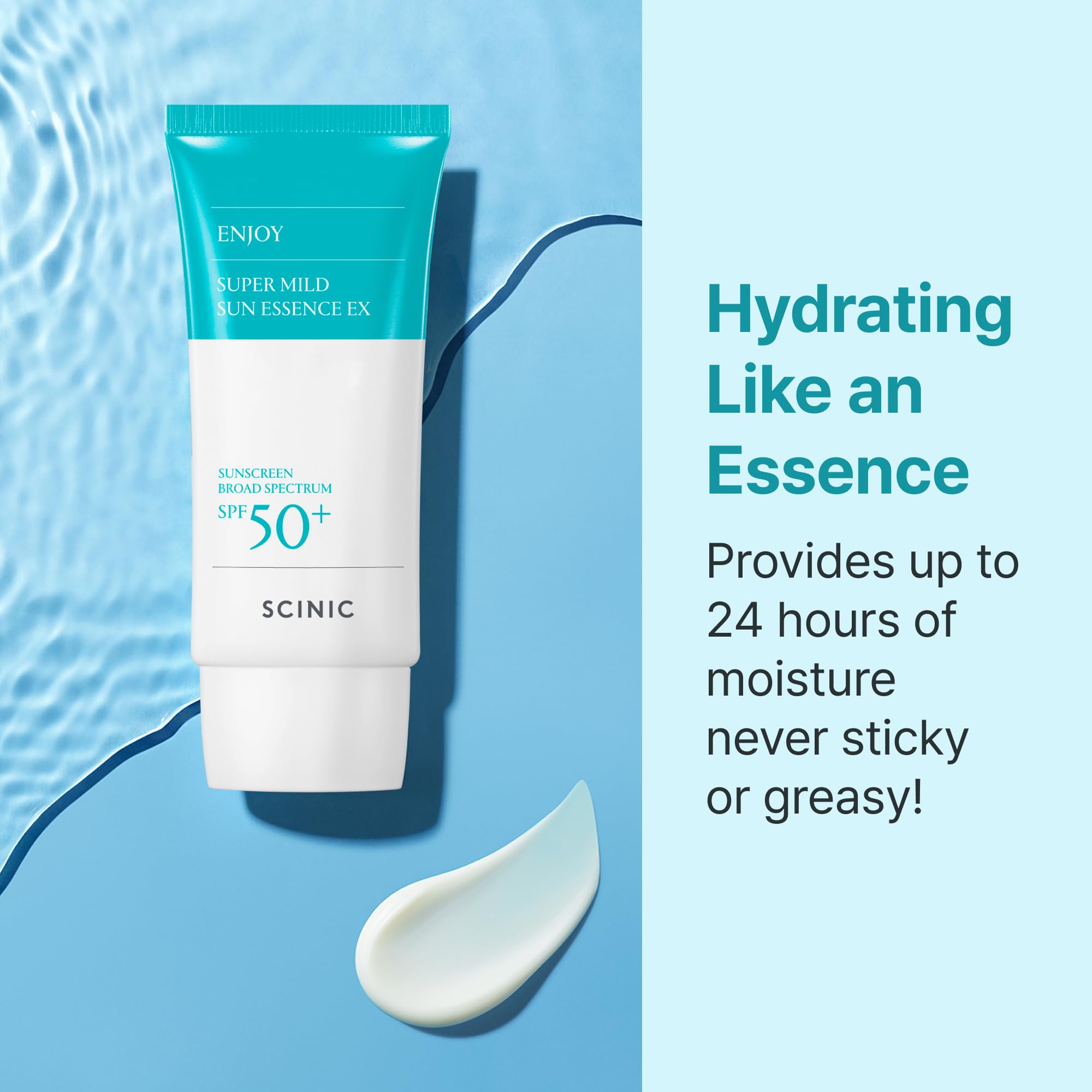 Product spread on skin to illustrate quick absorption and comfortable wear.