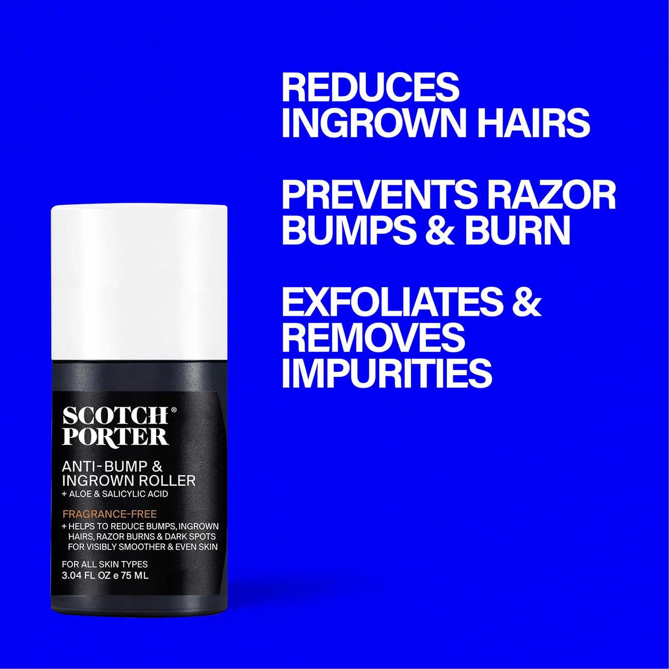Scotch Porter anti-bump roller bottle closeup with vegan, non-toxic label.