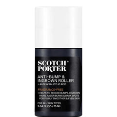 Scotch Porter anti-bump roller face closeup for smoother post-shave skin.